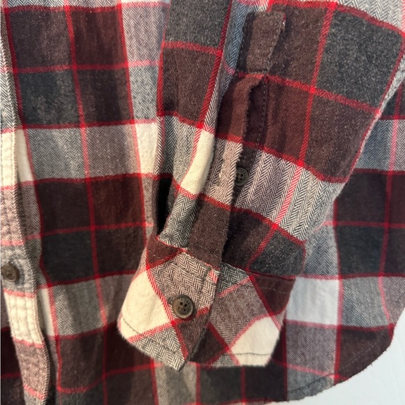 Women’s Roots Red and Black Plaid flannel Shirt 100% cotton - Picture 4 of 6